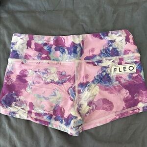 Fleo Women's Floral Athletic Shorts - Pink and Purple
